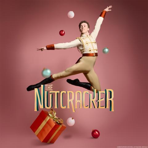 Ballet dancer from The Nutcracker doing a leap.