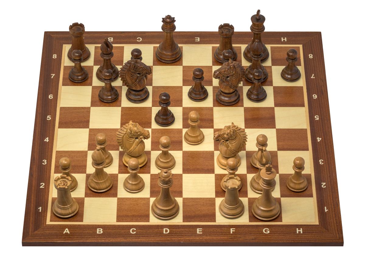 Chess board with chess pieces